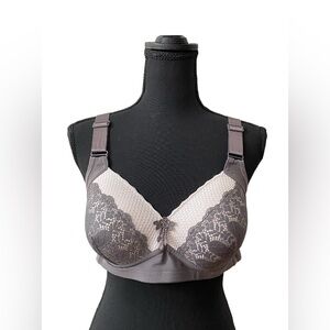 GAIYI: Flirty Chic Lace Accent Bra in Gray